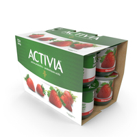 Activia Strawberry Yogurt 12 Paper Pack PNG & PSD Images