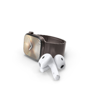 Apple Watch 10 Slate Titanium And AirPods PNG & PSD Images