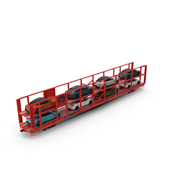 Autorack Train Car With Electric Cars PNG & PSD Images