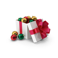 Gift Box With Christmas Tree Decorations PNG & PSD Images