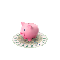Circular Arranged Euro 100 Notes Piggy Bank PNG & PSD Images