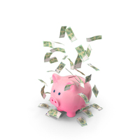Piggy Bank Save Falling Euro 100 Notes PNG & PSD Images