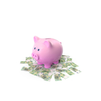 Piggy Bank Save Ground Euro 100 Notes PNG & PSD Images