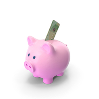 Pink Piggy Bank Euro 100 Note Folded Save PNG & PSD Images