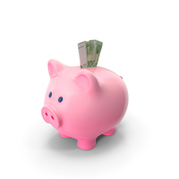 Pink Piggy Bank Euro 100 Notes Folded Save PNG & PSD Images