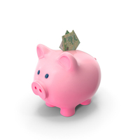 Pinkey Piggy Bank Save Euro 100 Notes PNG & PSD Images
