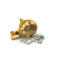 Golden Piggy Bank Save Gold Euro 100 Notes PNG & PSD Images