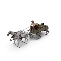 Gold Rush Miner With Wagon And Horses PNG & PSD Images