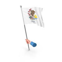 USA States Illinois Single Hand Hold Flag PNG & PSD Images