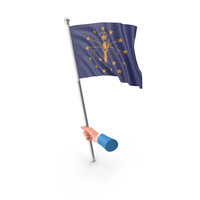 USA States Indiana Single Hand Hold Flag PNG & PSD Images