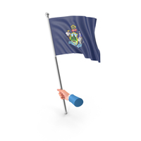 USA States Maine Single Hand Hold Flag PNG & PSD Images
