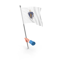 USA States Massachusetts Single Hand Hold Flag PNG & PSD Images
