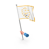 USA States Rhode Island Single Hand Hold Flag PNG & PSD Images