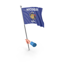 USA States Wisconsin Single Hand Hold Flag PNG & PSD Images