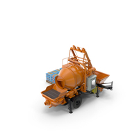 Portable Concrete Mixer Pump With Stacked Cement Bags PNG & PSD Images