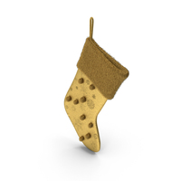 Christmas Sock With Fur Gold PNG & PSD Images