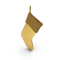 Christmas Sock With Fur Gold PNG & PSD Images