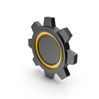 Black And Orange Gear Button PNG & PSD Images
