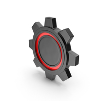 Black And Red Gear Button PNG & PSD Images