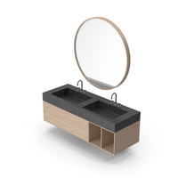 Wall Mount Bathroom Furniture And Mirror PNG & PSD Images