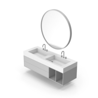 Wall Mount Bathroom Furniture And Mirror PNG & PSD Images