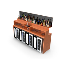 Bar Shelve With Alcohols and Wine Coolers PNG & PSD Images