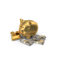 Golden Piggy Bank Save Gold Indian 500 Rupees Money Notes PNG & PSD Images
