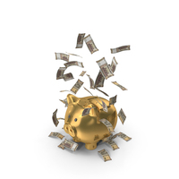 Golden Piggy Bank Save Indian 500 Rupees Money Notes Falling PNG & PSD Images