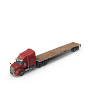 Generic Used Semi Truck With Flatbed Trailer PNG & PSD Images