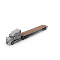Generic Semi Truck With Flatbed Trailer PNG & PSD Images