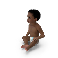 African Baby Boy Light Skin in Diaper Sitting PNG & PSD Images