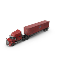 Used Generic Semi Truck with ISO Shipping Container Trailer PNG & PSD Images