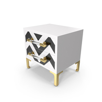 Waveo Two Drawers Black And White Nightstand PNG & PSD Images