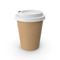 Coffee Cup Empty 8oz Takeout Brown with White Lid PNG & PSD Images
