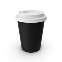 Coffee Cup Empty 8oz Takeout Black with White Lid PNG & PSD Images