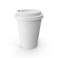 Coffee Cup Empty 12oz Takeout White with White Lid PNG & PSD Images