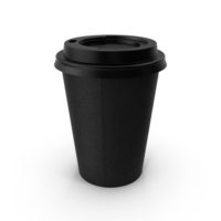 Coffee Cup Empty 12oz Takeout Black with Black Lid PNG & PSD Images