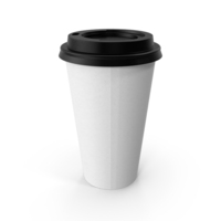 Coffee Cup Empty 16oz Takeout White with Black Lid PNG & PSD Images