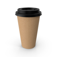 Coffee Cup Empty 16oz Takeout Brown with Black Lid PNG & PSD Images