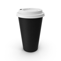 Coffee Cup Empty 16oz Takeout Black with White Lid PNG & PSD Images