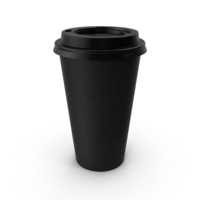 Coffee Cup Empty 16oz Takeout Black with Black Lid PNG & PSD Images