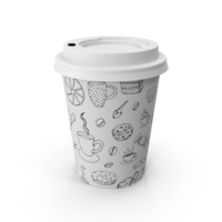 Coffee Cup Empty 8oz Takeout Design with White Lid PNG & PSD Images