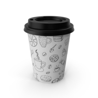 Coffee Cup Empty 8oz Takeout Design with Black Lid PNG & PSD Images