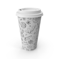 Coffee Cup Empty 16oz Takeout Design with White Lid PNG & PSD Images