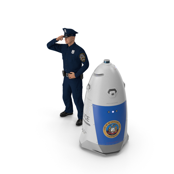 K5 Security Robot and Policeman PNG & PSD Images