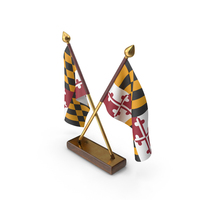 USA States Maryland 2 Crossed Flags Stand PNG & PSD Images
