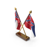 USA States Mississippi 2 Crossed Flags Stand PNG & PSD Images