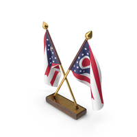 USA States Ohio 2 Crossed Flags Stand PNG & PSD Images
