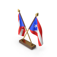 USA States Puerto Ricco 2 Crossed Flags Stand PNG & PSD Images