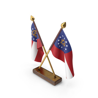 USA States Georgia 2 Crossed Flags Stand PNG & PSD Images